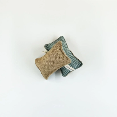 Éponge lavable Grattante en Coton Vert Clair & jute Chamarrel