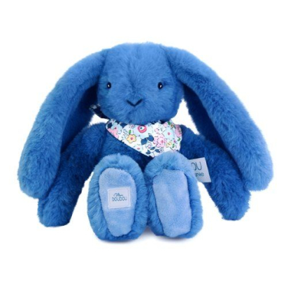 Peluche – Lapin fleurette bleu 25cm Doudou et Compagnie