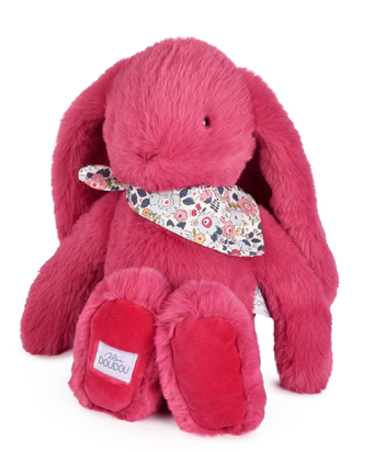 Peluche – Lapin fleurette Rose fuschia 35cm Doudou et Compagnie