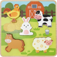 Puzzle à encastrer tactile animaux ferme bois FSC – textures sensorielles bébé