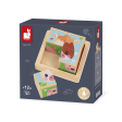 Cubes puzzles en bois La ferme 4 pieces, 6 faces Janod