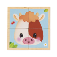Cubes puzzles en bois La ferme 4 pieces, 6 faces Janod