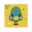Cubes puzzles en bois La ferme 4 pieces, 6 faces Janod