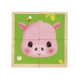 Cubes puzzles en bois La ferme 4 pieces, 6 faces Janod