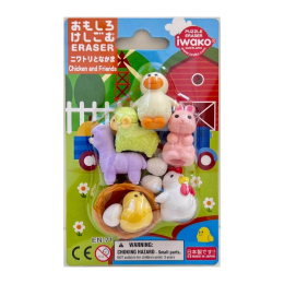Set de gommes La poule et ses amis Iwako
