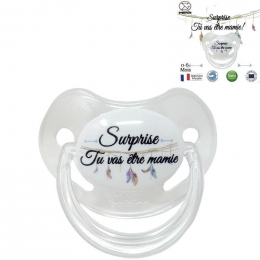 Sucette Tétine " Surprise tu vas être MAMIE ! " Irréversible Bijoux