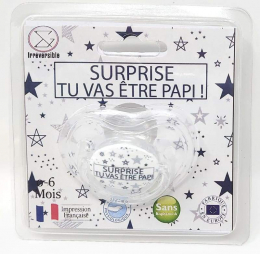 Sucette Tétine " Surprise tu vas être papi ! " Irréversible Bijoux