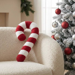 Coussin sucre d’orge rouge et blanc 48 cm – décoration de Noël