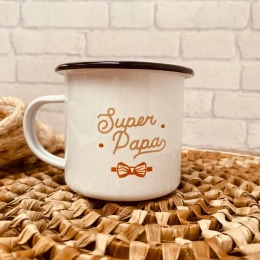 Mug emaillé - super papa noeud pap La vie en magenta