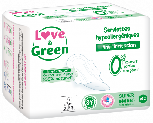 Serviettes hypoallergéniques SUPER Love and green