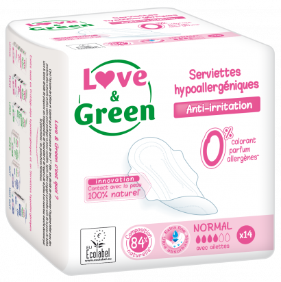Serviettes hypoallergéniques NORMAL Love and green