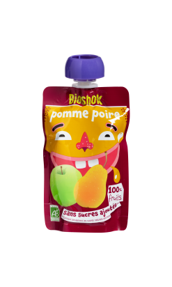 BIOSHOK Gourde compote de pommes Poire BIO 4x100GR