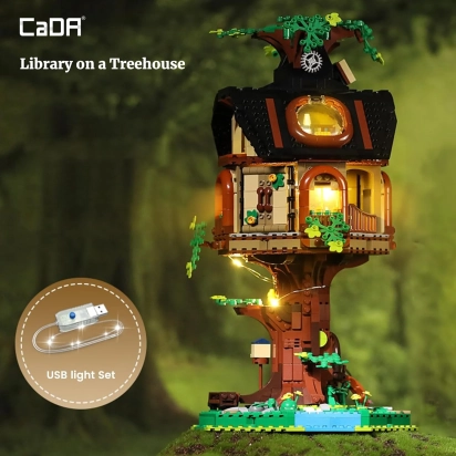 CADA - Batiment lumieres arbre librairie 1808 pièces Compatible Lego