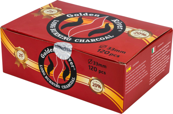 Charbon Golden River 33/120 – charbon auto-allumant 33 mm pour encens et résines