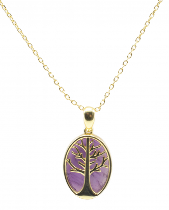 Collier Argent 925 Améthyste & arbre de vie