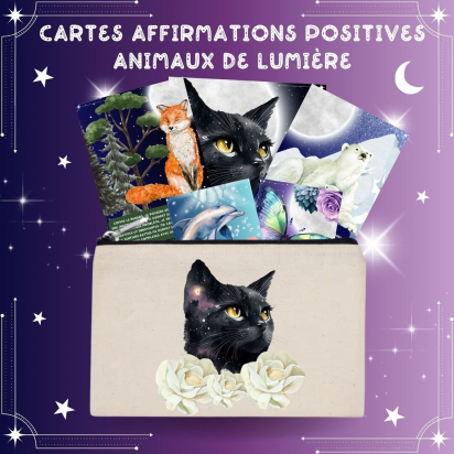 Cartes d'affirmations positives Animaux de Lumière (32 cartes + trousse de rangement) Les moonettes