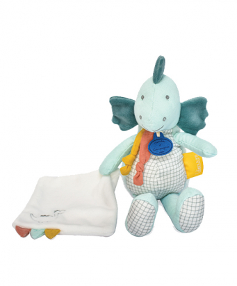 Peluche de dinosaure vert avec doudou Filou 25 cm Doudou et compagnie