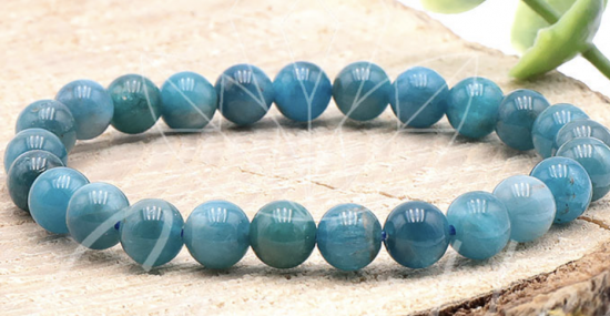 Bracelet boule 06mm apatite bleue A+ Petite taille