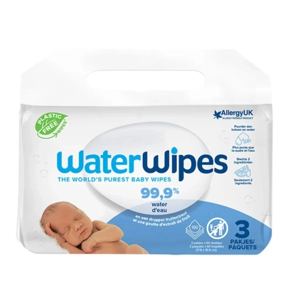 Pack de 3 paquets Lingettes à l'eau jetables - WaterWipes