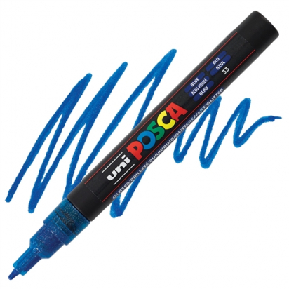 Marqueur PC3M pointe fine 0,9-1,3 mm Bleu foncé Glitter POSCA