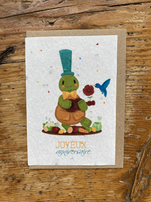 Carte à planter anniversaire - Tortue - Les cartes de Lulu