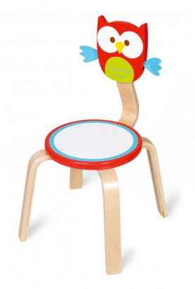 Chaise en bois - Hibou Lou rouge - Scratch