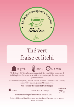 tealou - thé vert - fraise et litchi
