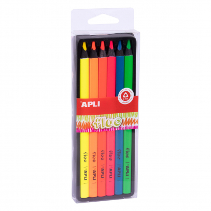 Lot de 6 Crayons jumbo fluo couleurs Apli