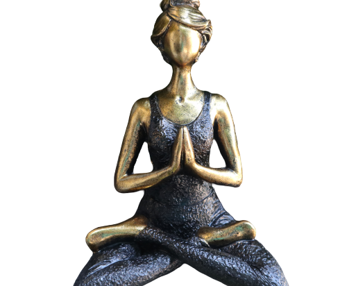 Figurine Yoga Femme -Bronze & Noir 24cm