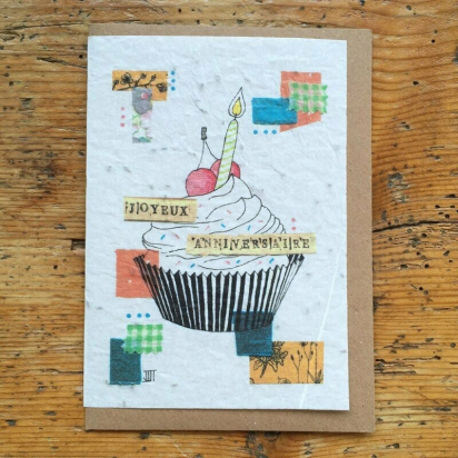 Carte à planter anniversaire - Cupcake - Les cartes de Lulu