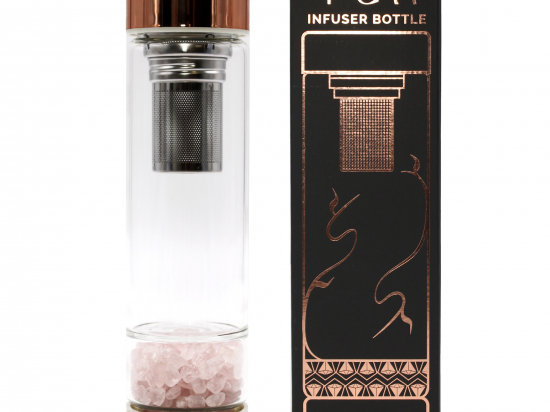 Bouteille Infuseur à Thé en Verre de Cristal - Or Rose - Quartz Rose