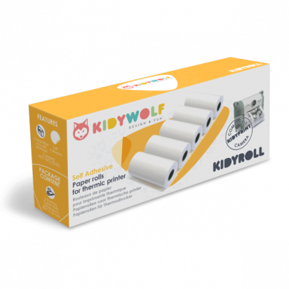 KIDYROLL 1 x 5 rouleaux de papier autocollant pour Kidyprint