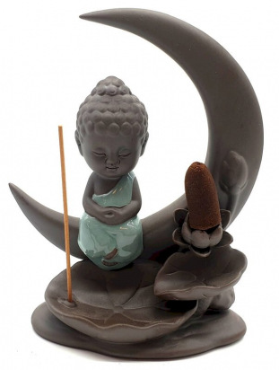 Porte-Encens Backflow Bouddha Lune 17cm