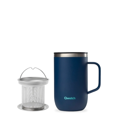 Qwetch Mug tisanière isotherme matt bleu nuit 470ml