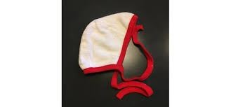 Bonnet de naissance liseret rouge Iobio