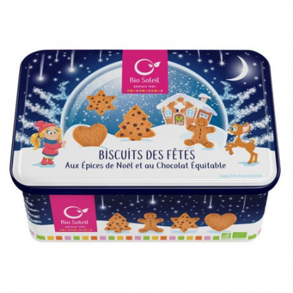 Biscuits pépites de chocolat et épices de Noël boîte métal 250g