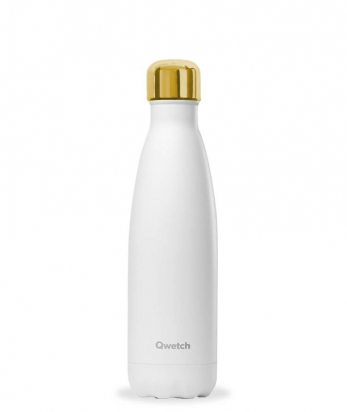 Bouteille Isotherme - 500ml - Mat blanc Gold - Qwetch