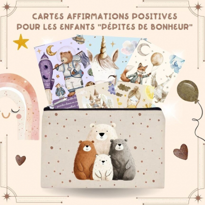 Cartes d'affirmations positives pour enfants "Pépites de Bonheur" (32 cartes) Les Moonettes