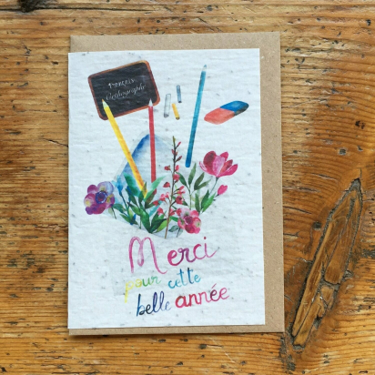 Carte à planter fin d'année scolaire - Merci pour cette belle année - Les cartes de Lulu