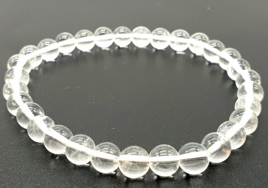 Bracelet cristal de roche perles 6mm