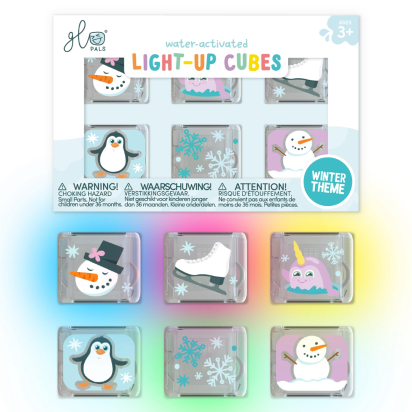 Cubes lumineux Winter – 6 cubes sensoriels pour le bain – Édition limitée Noel – Glo Pals