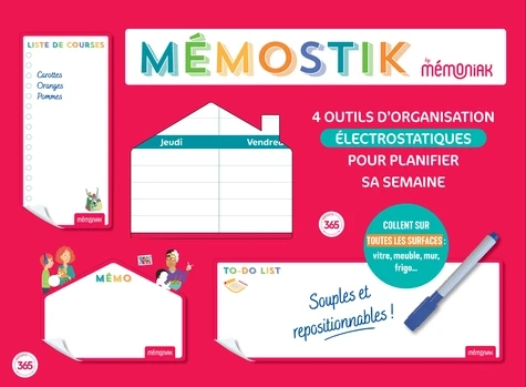 Mémostik by Mémoniak - 4 outils d'organisation aimantés - Editions 365