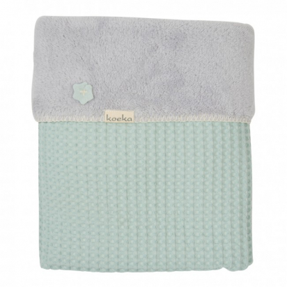 Couverture pour lit Oslo Mysti mint coton/teddy silver grey - pebble - Koeka