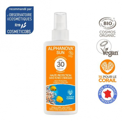 Crème solaire BIO en spray 30SPF Alphanova
