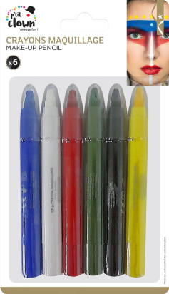 Ptit Clown crayons maquillage pack de 6 carnaval