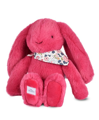 Peluche – Lapin fleurette Rose fuschia 25cm Doudou et Compagnie