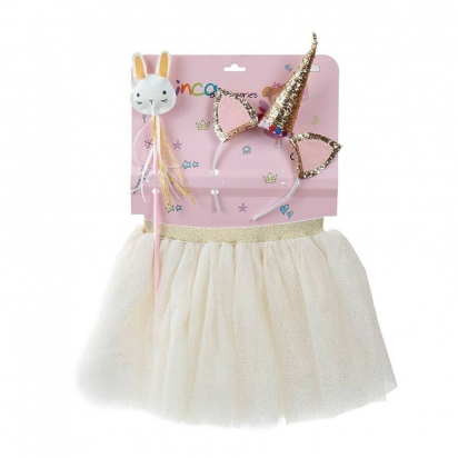 Ensemble Ballerine - Tutu Doré, Baguette et Bandeau Licorne