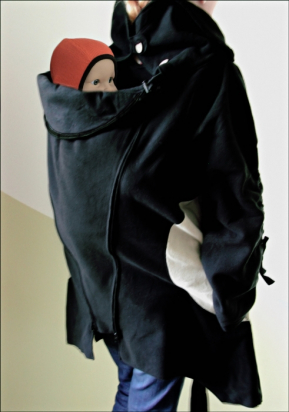 Manteau de portage / grossesse en laine - Black/Paloma - Mamalila