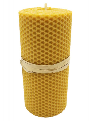 Bougie en cire vierge d’abeille 15 x 6 cm – 100 % naturelle – combustion 8 h