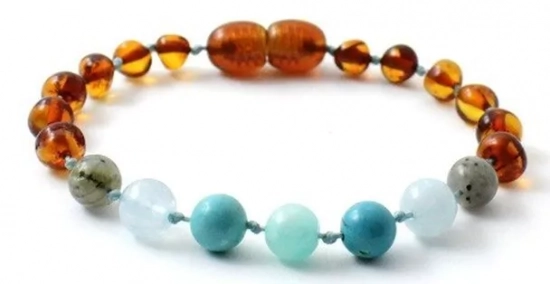 Bracelet Cognac aux pierres turquoises (12cm) Studio Anne Bekkenutte